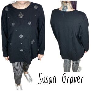 Susan Graver Weekend French Terry _Embellished Top